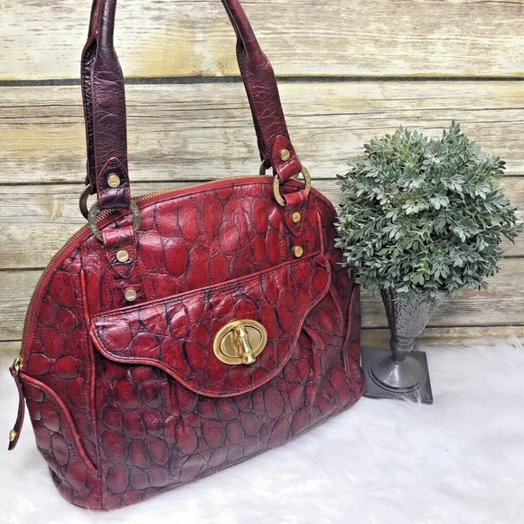 Elaine Turner Red Croc Leather Shoulder Bag Purse